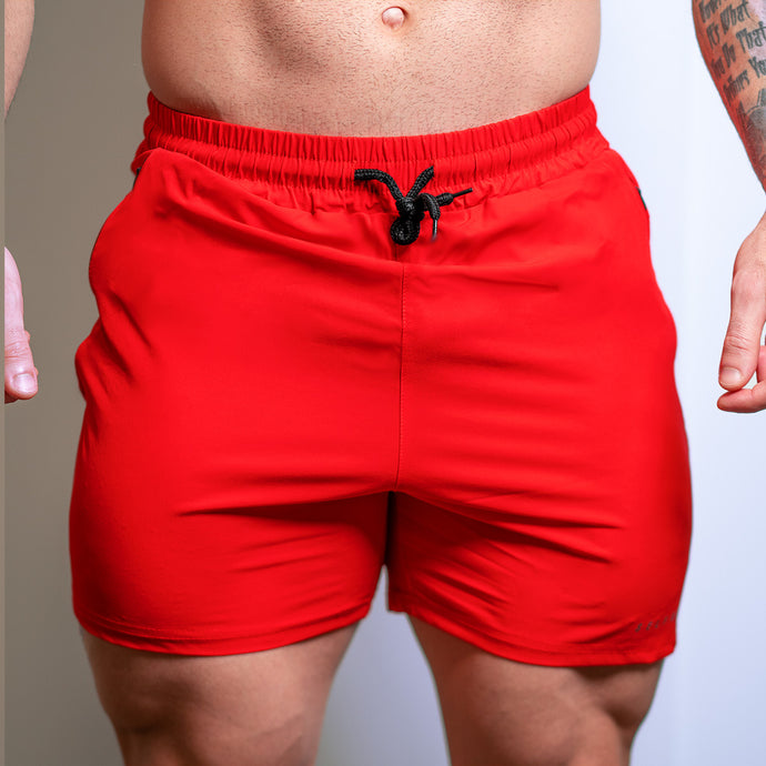 Leg Day Shorts - Red - selfbuiltapparel.co