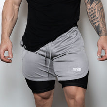Load image into Gallery viewer, Performance Shorts - Light Gray/Black Liner - selfbuiltapparel.co